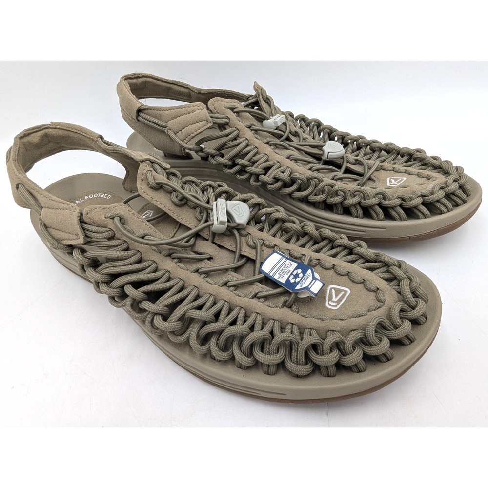 Keen Uneek Men's Sandals Sz 10.5 Timberwolf Plaza Taupe Khaki Cords 1025169 NEW